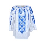 Bluza tip ie dama RDB2, alb cocos/albastru , marimea L
