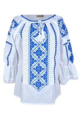 Bluza tip ie dama RDB2, alb cocos/albastru , marimea 3XL foto
