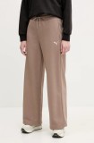Puma pantaloni de trening femei, culoarea maro, neted, 629754