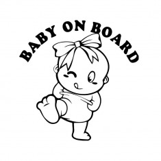 Sticker Decorativ Auto Baby On Board 19 x 19 cm Model 19 Negru