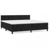Cumpara ieftin Pat box spring cu saltea, negru, 200x200 cm, catifea