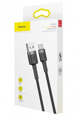 Cablu Usb Tip C 50CM Baseus USB-C QC3.0 3A 0,5M Negru-Gri 3A CATKLF-AG1 foto