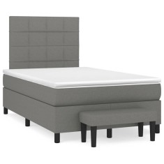 vidaXL Pat box spring cu saltea, gri &icirc;nchis, 120x190 cm, textil 3270356