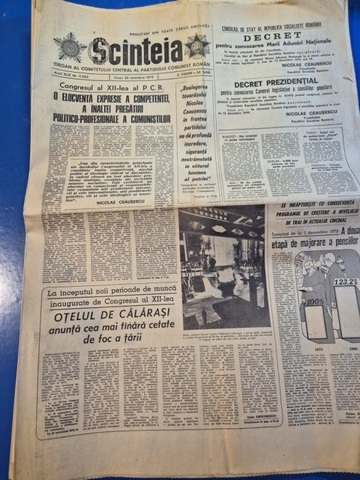 ziarul scanteia 30 noiembrie 1979 - combinatul de la calarasi