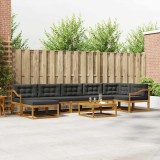 vidaXL Set de canapele de exterior cu pernă 8 pcs Natural și Antracit 3367945