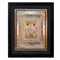 Icoana argintata Sf. Mihail si Gavril 34x42 cm