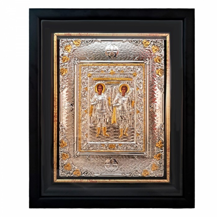 Icoana argintata Sf. Mihail si Gavril 34x42 cm