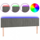 Cumpara ieftin Tablie de pat cu LED, gri deschis, 180x5x78/88 cm, catifea