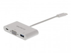 Adaptor USB-C Male - USB A Female / USB-C Female / VGA Female foto