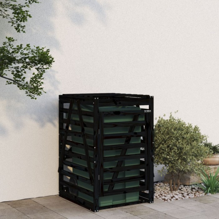 Gossi depozitare cos de gunoi negru 84x90x128,5 cm lemn masiv de pin