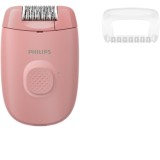 Epilator cu fir BRE227/00 Series 2000, capac de masaj, 1 setare de viteza, Cap de epilare lavabil, Roz