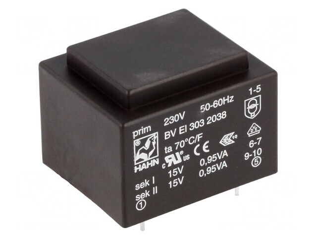 Transformator &icirc;ncapsulat 1,9VA 230V 15V PCB