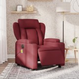 vidaXL Fotoliu electric de masaj rabatabil, roșu vin, textil