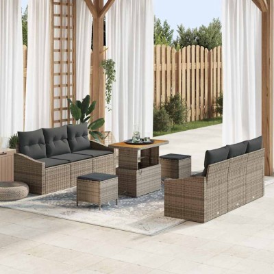vidaXL Set de canapele pentru grădină 9 pcs Gri 90 x 55 x 71 cm 3364563 foto