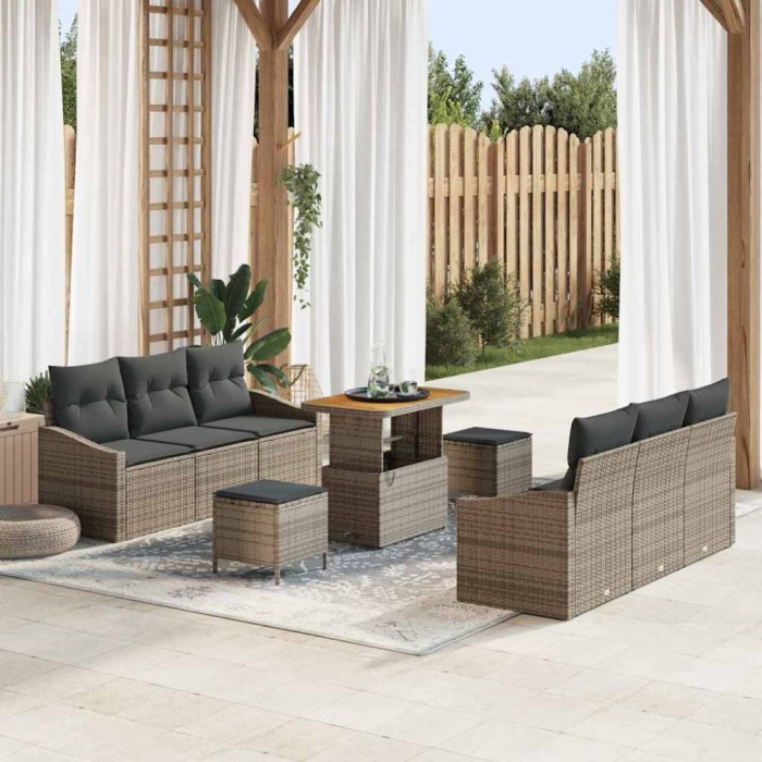vidaXL Set de canapele pentru grădină 9 pcs Gri 90 x 55 x 71 cm 3364563