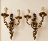 Superba pereche de aplice din bronz masiv in stilul Rococo