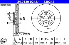 ATE 24.0130-0242.1 Disc frana foto