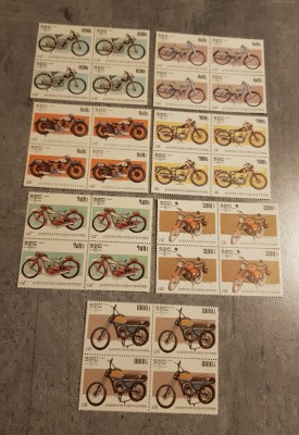 CAMBODIA MOTOCICLETE 4 SETURI COMPLETE IN BLOC DE 4 DANTELAT MNH foto