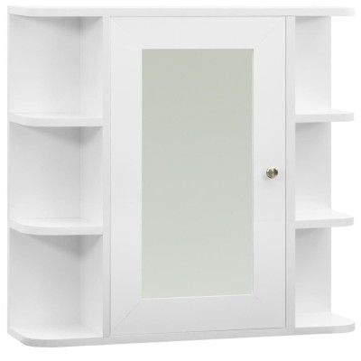 Dulap de baie cu oglinda, alb, 66x17x63 cm, MDF foto