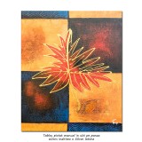 Tablou abstract pictat manual, Frunza de stejar, 60x50cm ulei panza in relief efect 3D, gata de agatat pe perete
