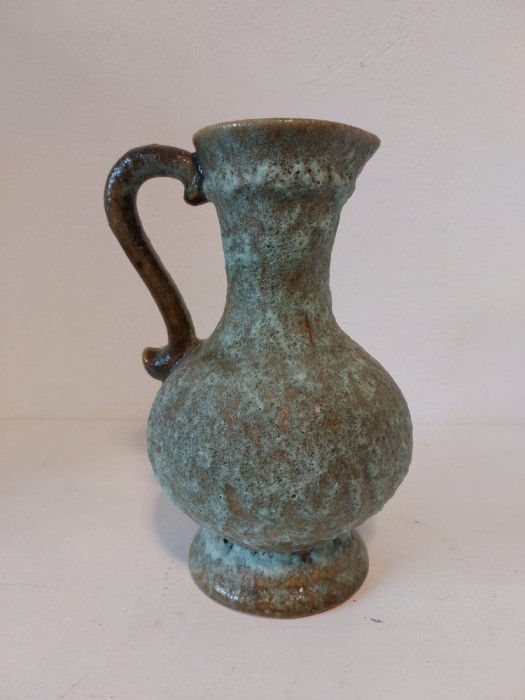 Vaza ceramica tip carafa cu un brat si cioc, FAT LAVA Stein Jopeko 70 20, 21cm inaltime, vintage anii 70, Mid Century Design