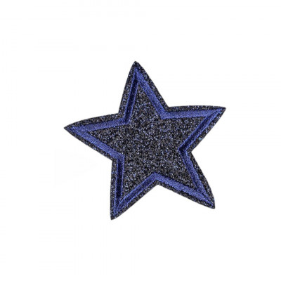 Aplicatie termoadeziva Crisalida, stea 6.5 cm, cu sclipici, Bleumarin foto