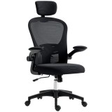 Vinsetto Scaun de Birou din Plasă Scaun de Escritorio Spătar &Icirc;nalt Suport de Cap Ajustabil Suport Lombar 4D 62x64x120 cm Negru | Aosom Romania