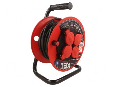 Prelungitor bobinat 4 prize negru 3x1,5mm2 foto