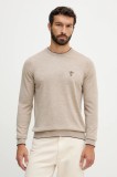 Aeronautica Militare pulover de l&acirc;nă culoarea bej, MA1567UL00415