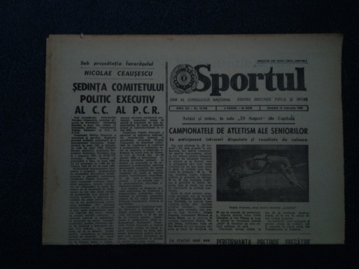 ZIARUL SPORTUL 16 FEBRUARIE 1985