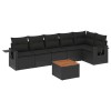 Set canapele de gradina cu perne, 7 piese, negru, poliratan