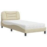 Cumpara ieftin Pat cu saltea, Hvar, crem, 90x200 cm, textil