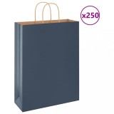 vidaXL Saci de h&acirc;rtie 250 buc cu m&acirc;nere Albastru 32x12x42 cm