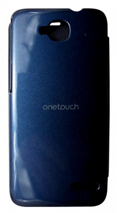 Husa tip carte albastra (cu decupaj casca) pentru Orange Hiro (Alcatel Idol Mini OT-6012)