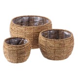 Cumpara ieftin Set 3 ghivece flori fibre naturale maro II 19 x 15 cm, 26 x 18 cm, 32,5 x 21 cm