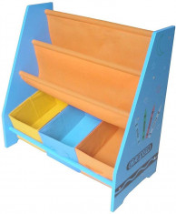 Organizator carti si jucarii cu cadru din lemn Blue Crayon foto