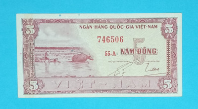 Vietnam 5 Dong 1955 &amp;#039;Plantatie orez&amp;#039; aUNC serie: 746506 foto