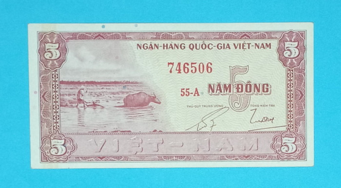 Vietnam 5 Dong 1955 &#039;Plantatie orez&#039; aUNC serie: 746506