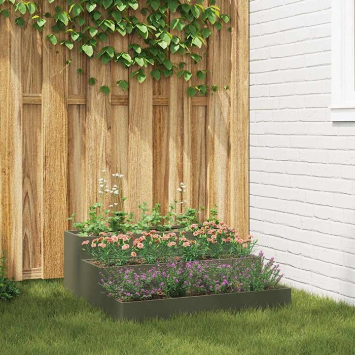 vidaXL Vază pentru Grădină Olivengr&oslash;nn 90 x 90 x 35 cm Oțel