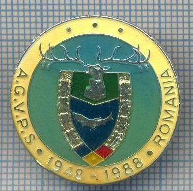 AX 157 INSIGNA VANATOARE SI PESCUIT SPORTIV PERIOADA RSR -A.G.V.P.S -1948-1988 foto