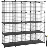 SONGMICS Organizator cu 16 cuburi modulare de depozitare, configurabil, metalic, 123x31x123cm, negru Household NewTrend