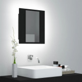 Dulap de baie cu oglinda &amp; LED, negru, 40x12x45 cm, acril GartenMobel Dekor, vidaXL