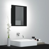 Gossi dulap de baie cu oglinda &amp; led, negru, 40x12x45 cm, acril