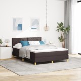 VidaXL Pat cu arcuri cu saltea Maro &icirc;nchis 160 x 200 cm țesătură