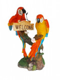 Cumpara ieftin Statueta decorativa, Papagali pe creanga, Welcome, Portocaliu, 18 cm, 1025DD4-2