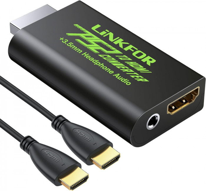 Adaptor LKFOR PS2 la HDMI, cablu PS2 HDMI, Convertor video PS2 la HDMI pentru So