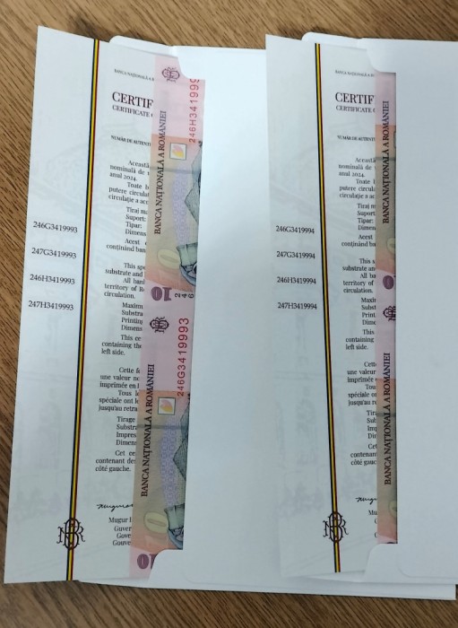 LOT 2 COLI BNR A 10 LEI 2024 SERII CONSECUTIVE - UNC - NESCOASE DIN PLIC