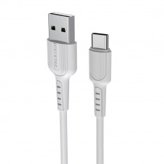 Cablu prevazut cu conectori USB tata si USB tip C, Borofone BX16 Easy, lungime 1m, alb