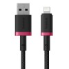 Cablu Baseus Dura Series USB to Lightning, Fast Charging, 480Mbps, 2.4A, Nylon, 1m - Red Black