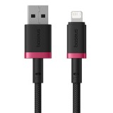 Cablu Baseus Dura Series USB to Lightning, Fast Charging, 480Mbps, 2.4A, Nylon, 1m - Red Black